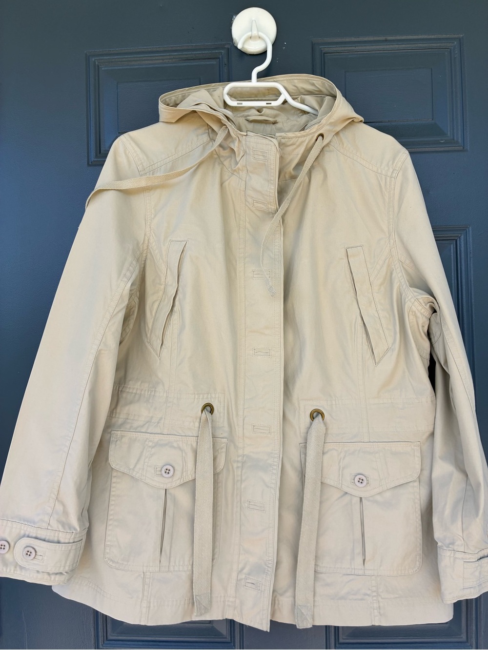 L.L. Bean Beige Hooded Utility Jacket; Anorak; New without tags; Size Large;